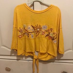 Free People Floral Cropped Tee